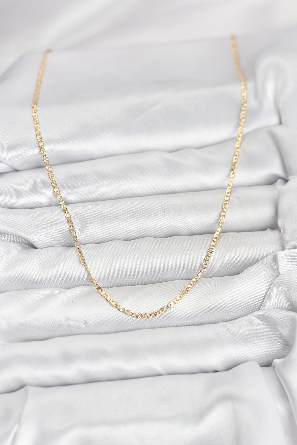 14K Gold Renk Pirinç Lazer Kesim 60 cm Kadın Kolye - Görsel 2
