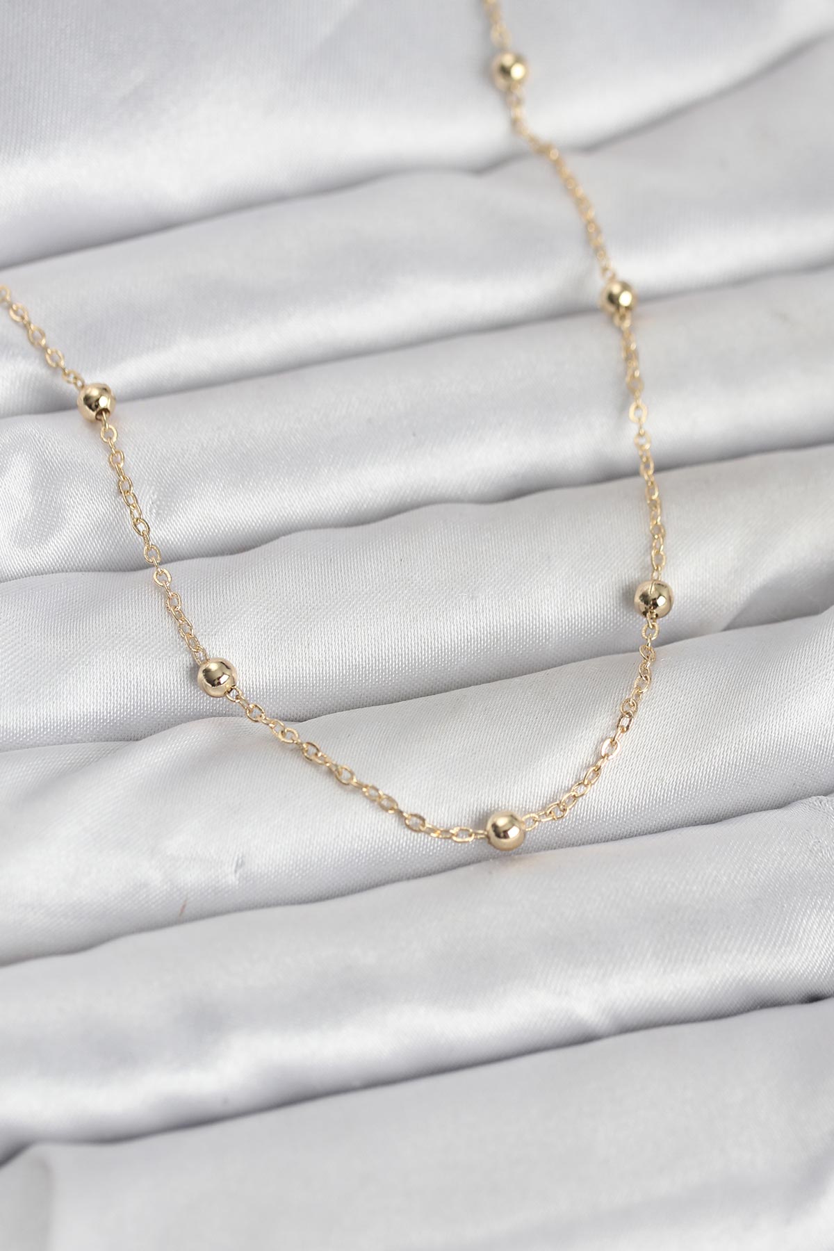Kadın Kolye 14K Gold Kaplama Top Zincir 60 cm