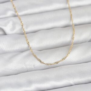 14K Altın Renk Burgu Zincir Kadın Kolye 60 cm