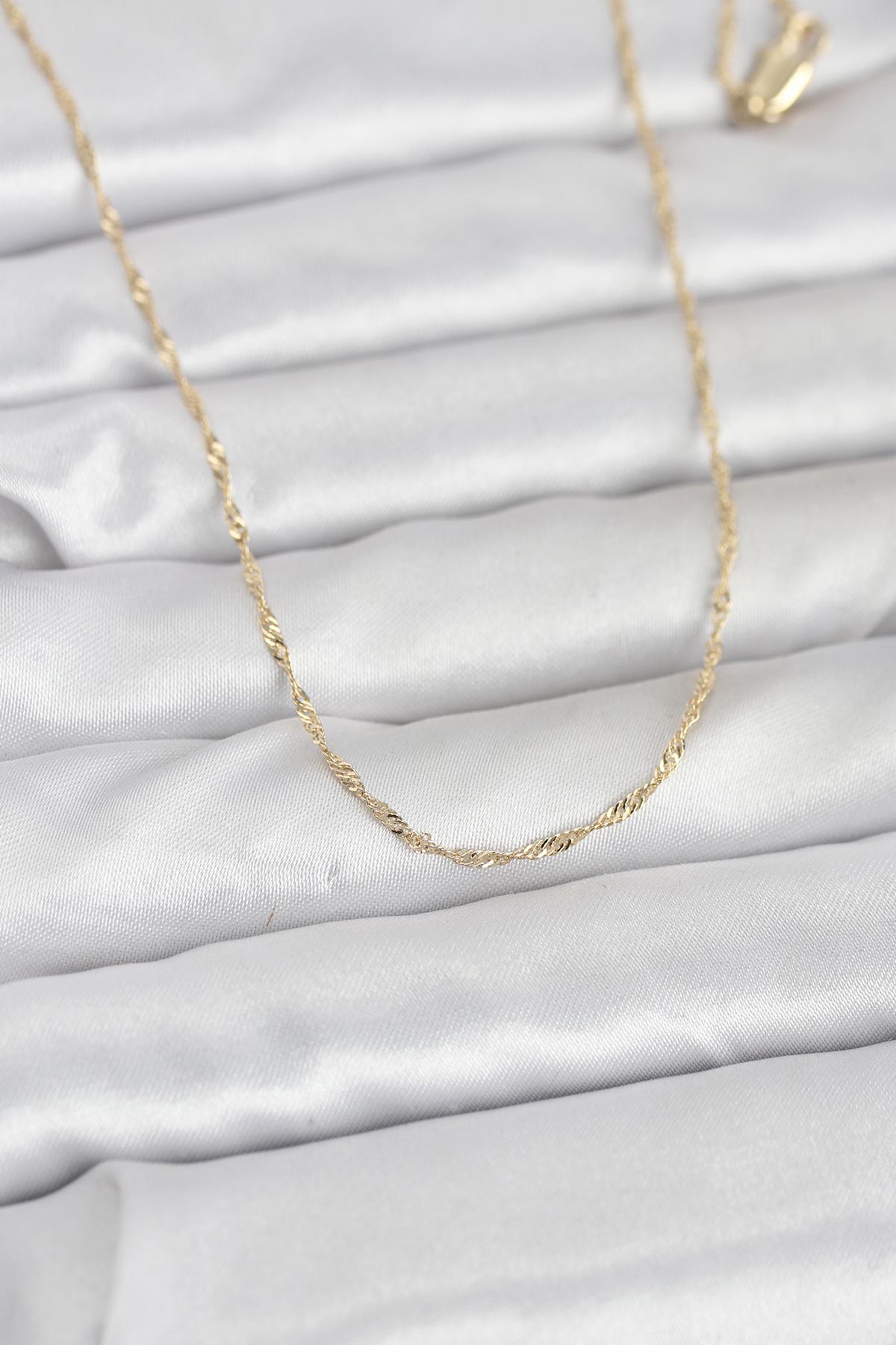 14K Altın Renk Burgu Zincir Kadın Kolye 60 cm