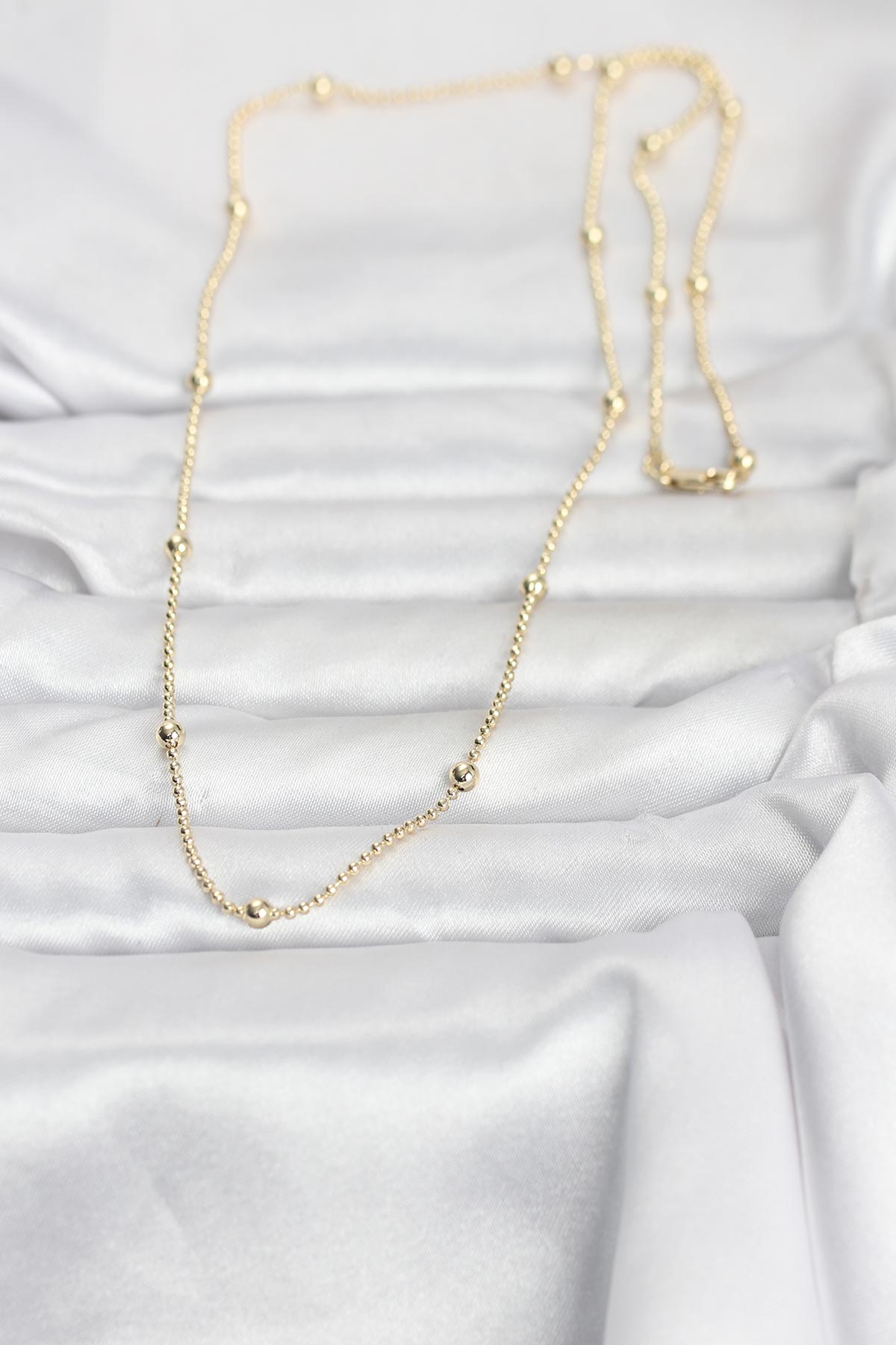 14K Gold Renk Top Zincir Kolye 60 cm Altın Kaplama Kadın - Görsel 2