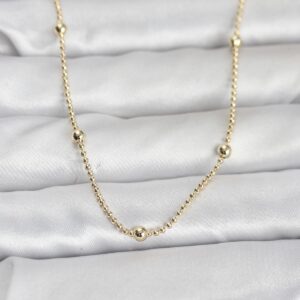 14K Gold Renk Top Zincir Kolye 60 cm Altın Kaplama Kadın