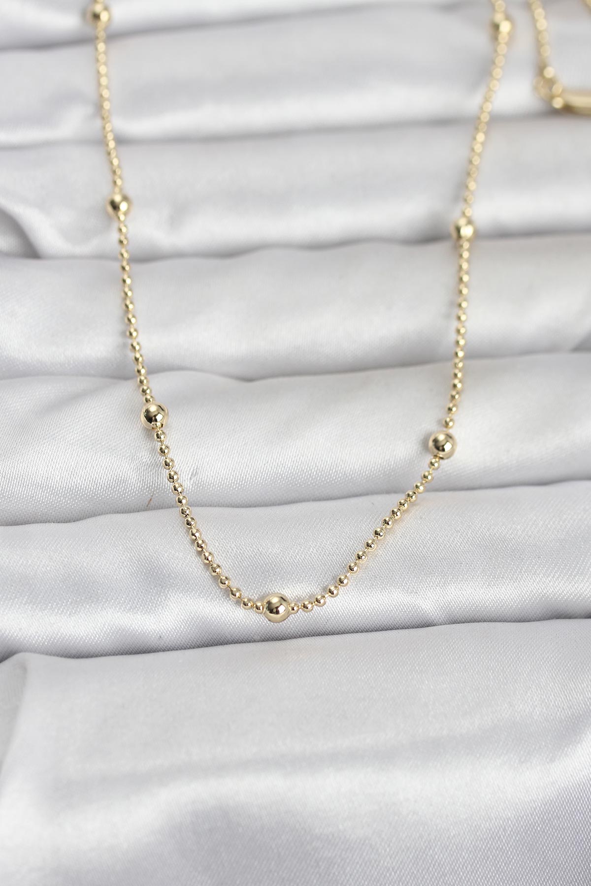 14K Gold Renk Top Zincir Kolye 60 cm Altın Kaplama Kadın