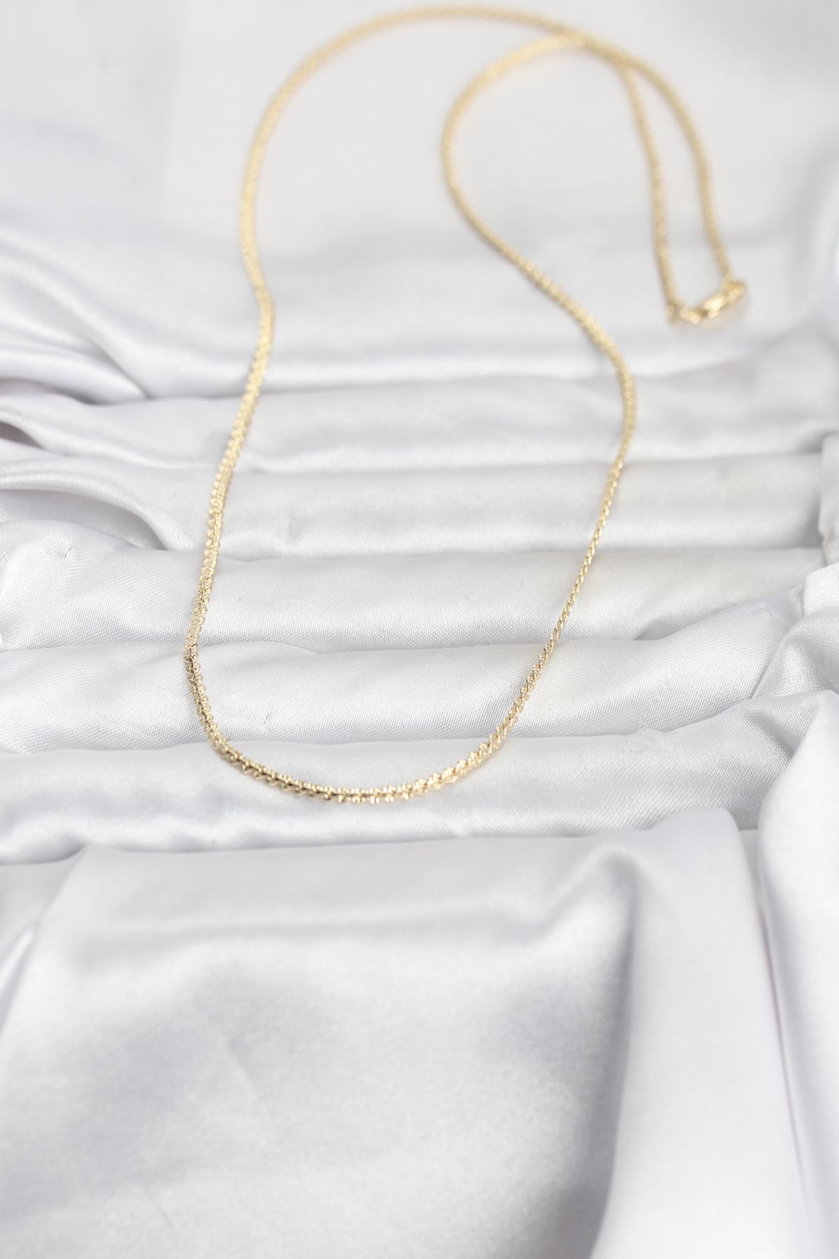 Kadın Kolye 14K Gold Renk Yassı Zincir 60 cm - Görsel 2