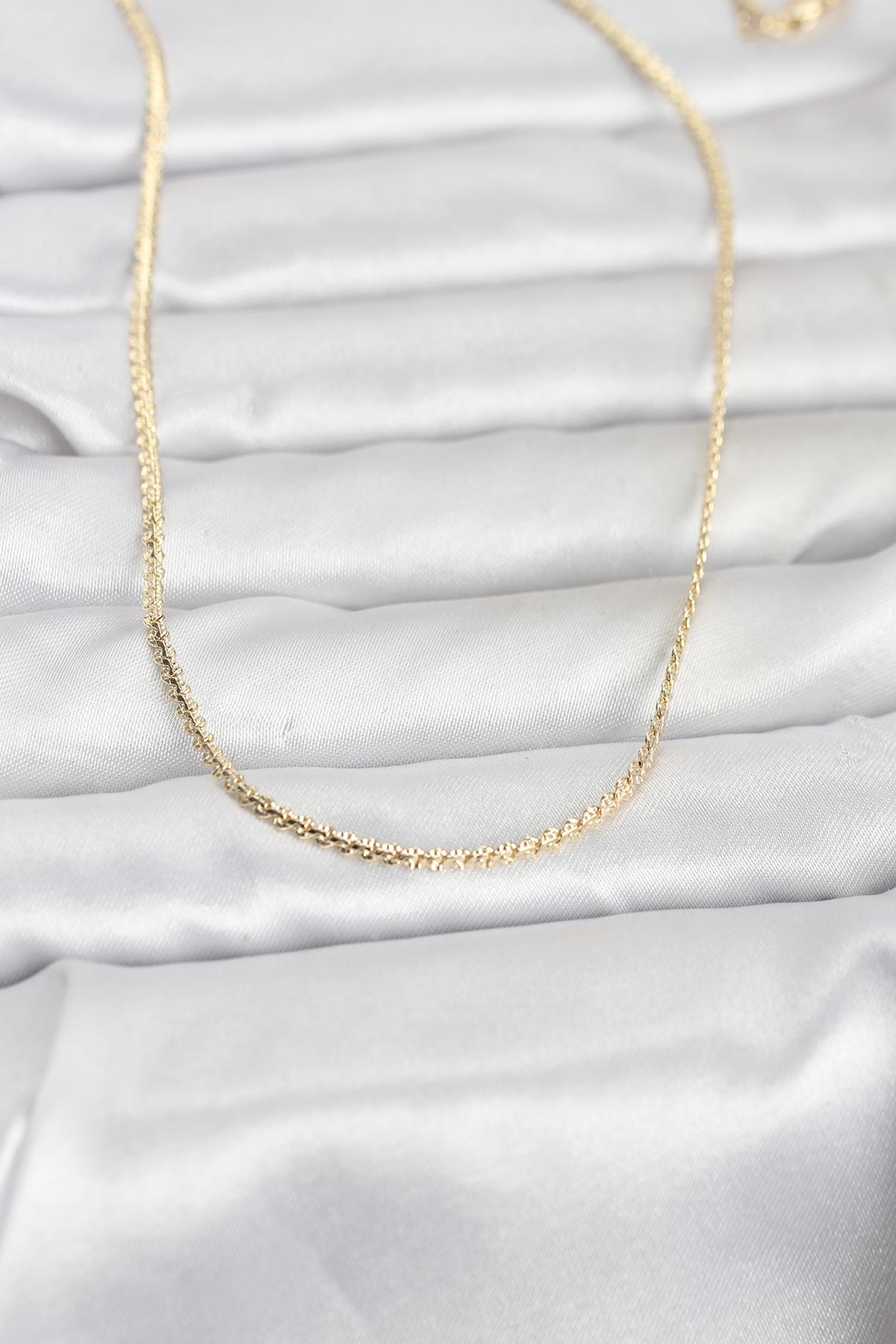 Kadın Kolye 14K Gold Renk Yassı Zincir 60 cm