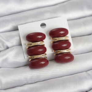 Bordo Vintage Model Gold Kaplama Kadın Küpe
