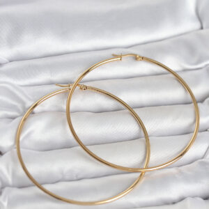 316L Çelik Halka Küpe Gold Kaplama 70 mm Kadın