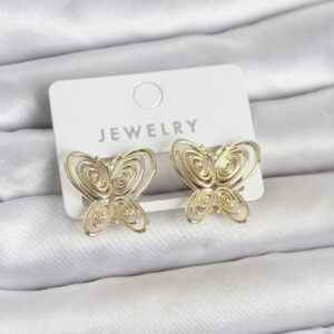 Kelebek Model Küpe Gold Renk Altın Kaplama Pirinç Kadın Küpe