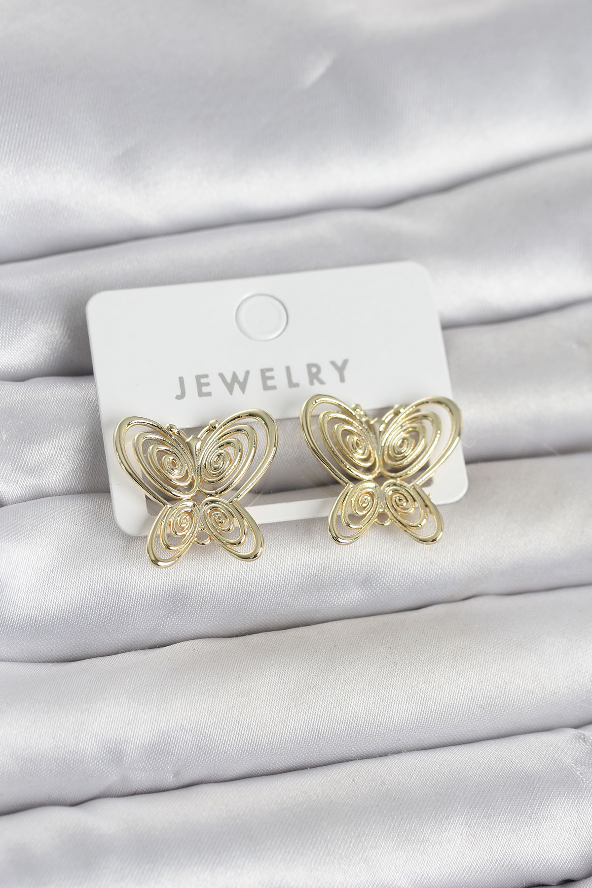 Kelebek Model Küpe Gold Renk Altın Kaplama Pirinç Kadın Küpe