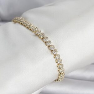 Kalp Model Zirkon Taşlı Gold Kadın Bileklik