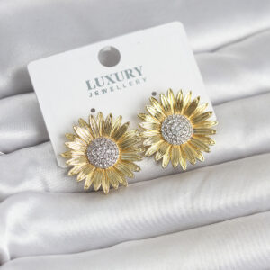 Papatya Model Zirkon Taşlı Gold Kadın Küpe