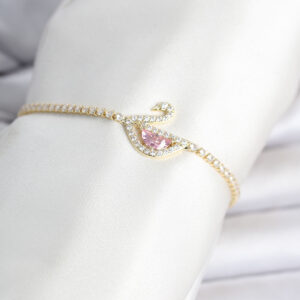Kadın Bileklik Gold Zirkon Taşlı Swan Model Su Yolu