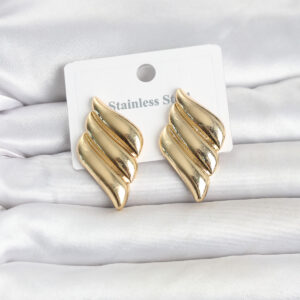 316L Çelik Kadın Küpe Gold Renk Motif Model Altın Kaplama