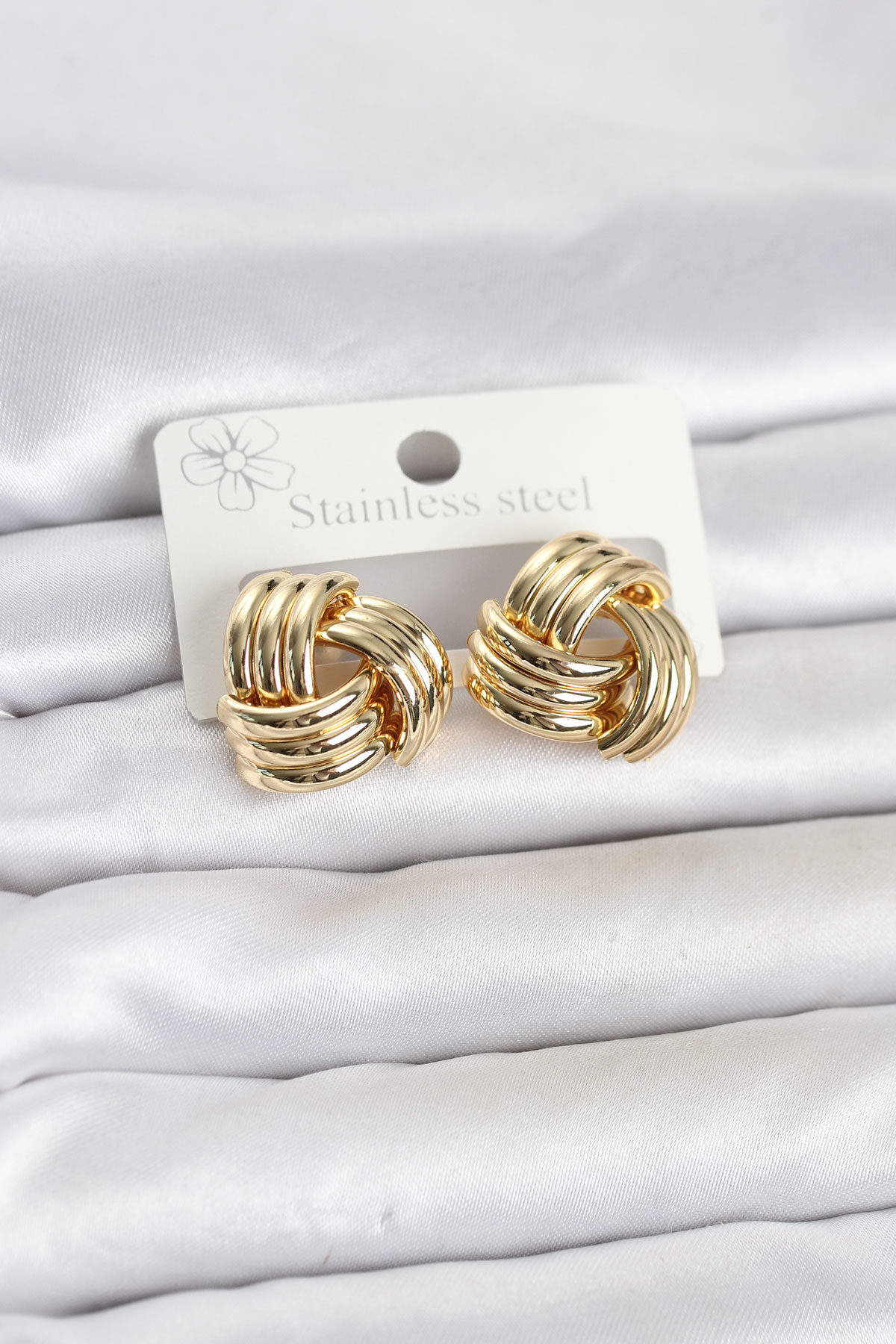316L Çelik Gold Sarmal Model Kadın Küpe