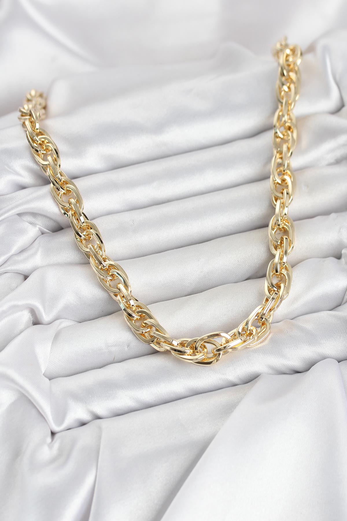 Burgu Model Kadın Kolye 14K Gold Kaplama Pirinç 60 cm - Görsel 3