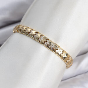 Kalın Yılan Model Zirkon Taşlı Gold Kadın Bileklik
