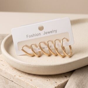 Pirinç Gold Renk İnce Oval Küpe Seti