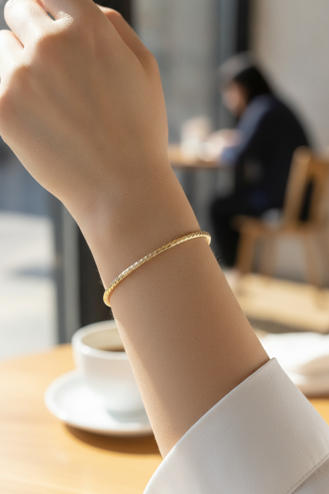 Gold Kaplama Lazer Kesim Bilezik 65 mm Günlük ve Abiye Kullanım - Görsel 2