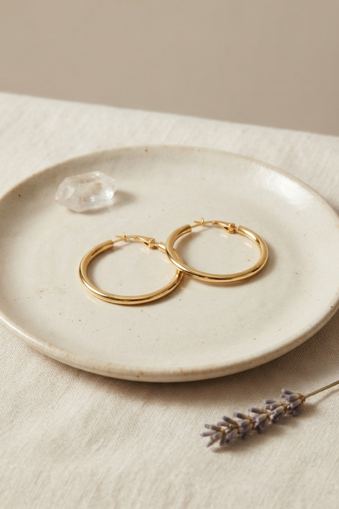 316L Çelik Gold Halka Küpe 28 mm Günlük Klasik