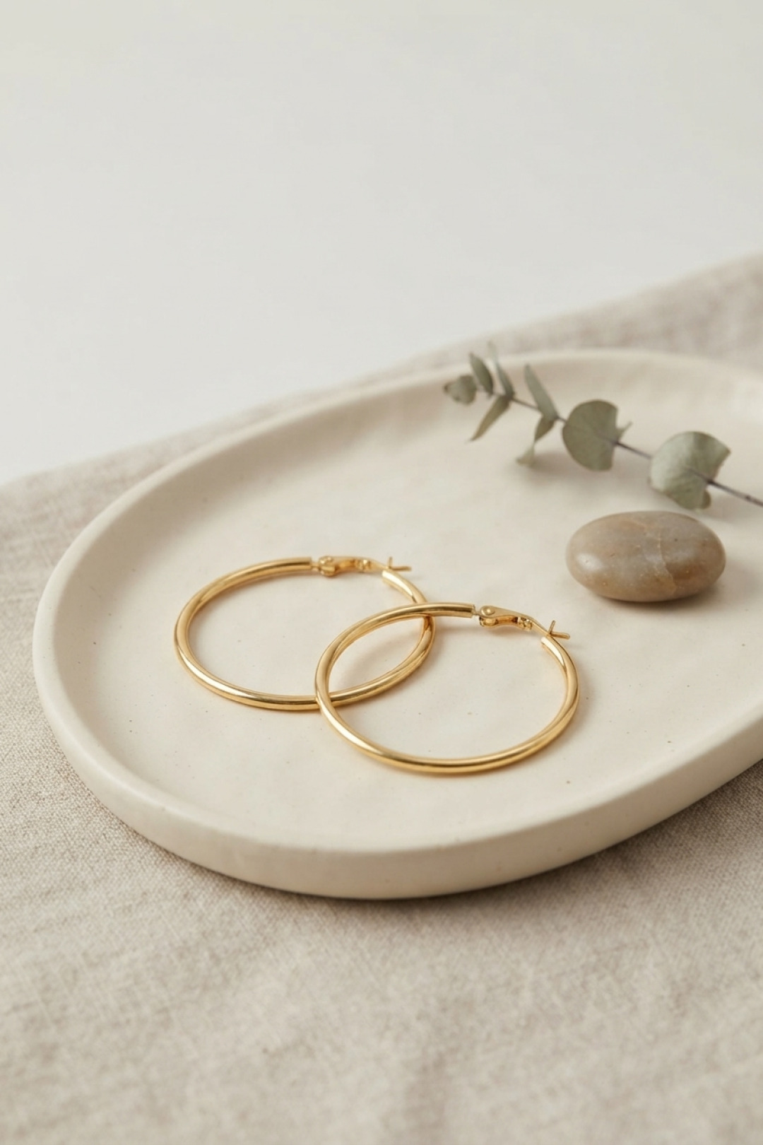 316L Çelik Gold Halka Küpe 36 mm Günlük Klasik
