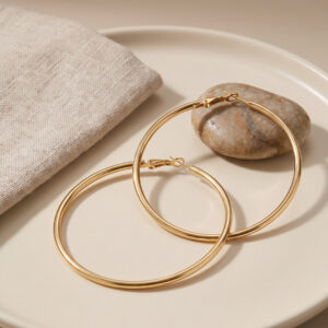 Küpe 316L Çelik Gold Renk 56 mm Halka Model