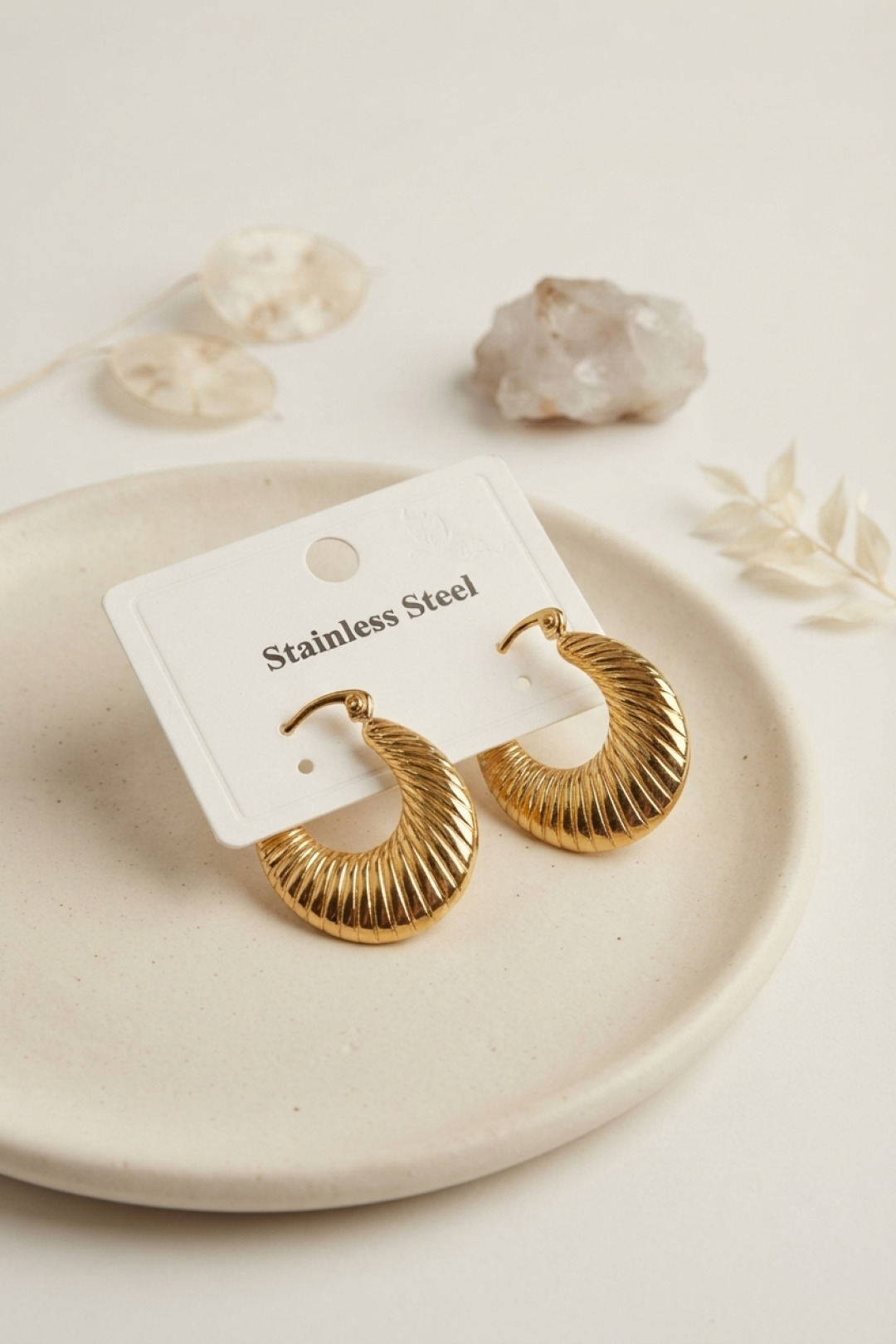 316L Çelik Gold Halka Küpe Altın Kaplama