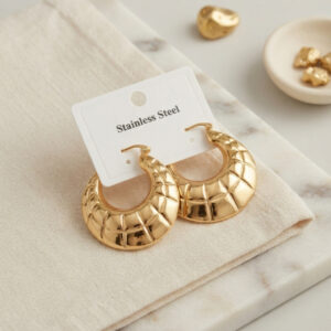 Küpe 316L Çelik Gold Kaplama Bohem Halka Model