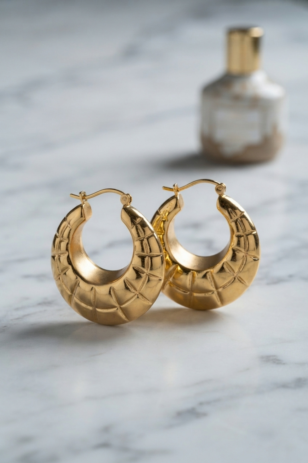 Küpe 316L Çelik Gold Kaplama Bohem Halka Model - Görsel 2