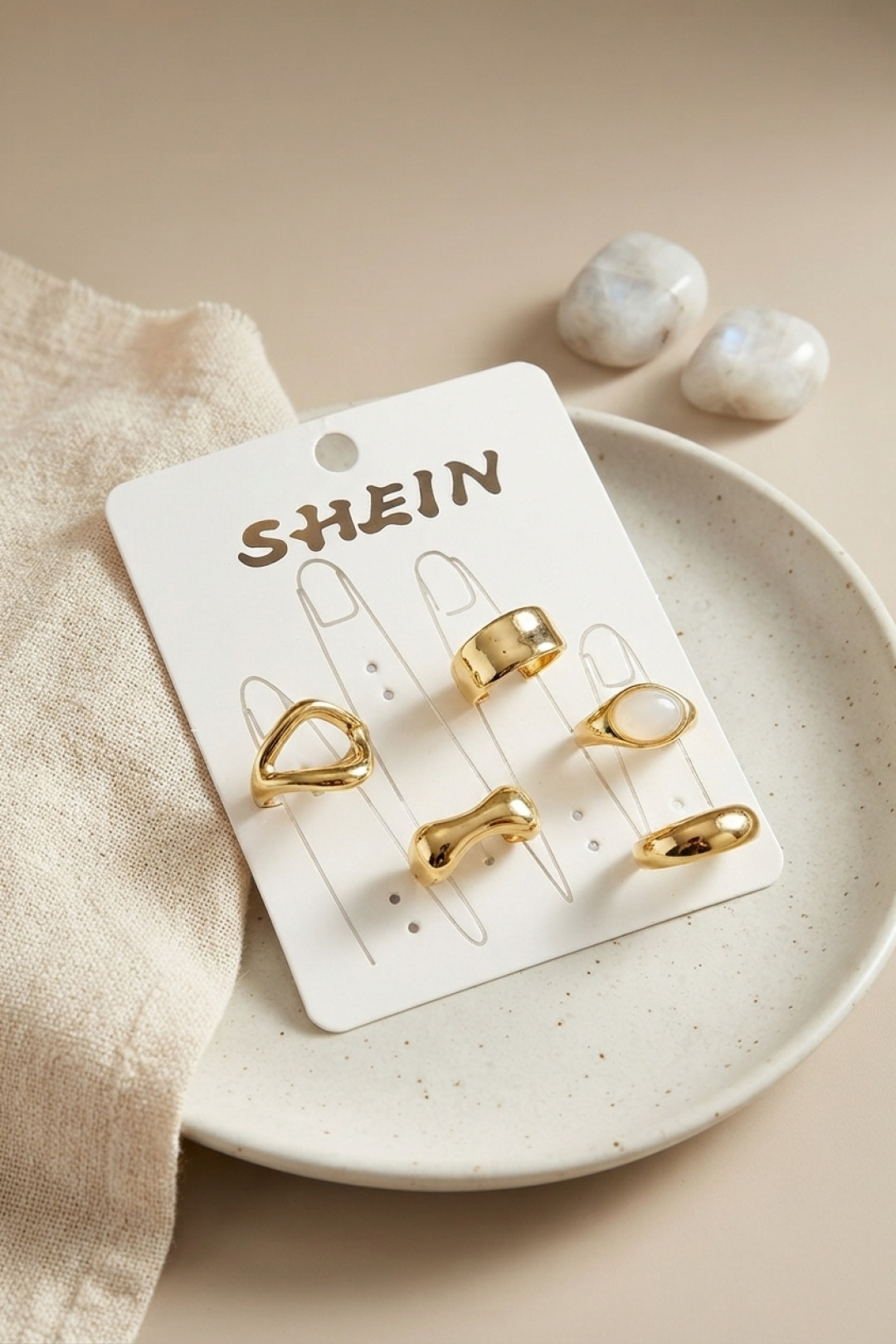 Bohem Yüzük Kombini Gold Renk Pirinç Çok Parçalı Set
