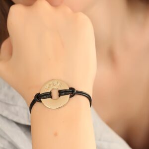 Hope Yazılı Siyah Deri İpli Unisex Mood Bileklik